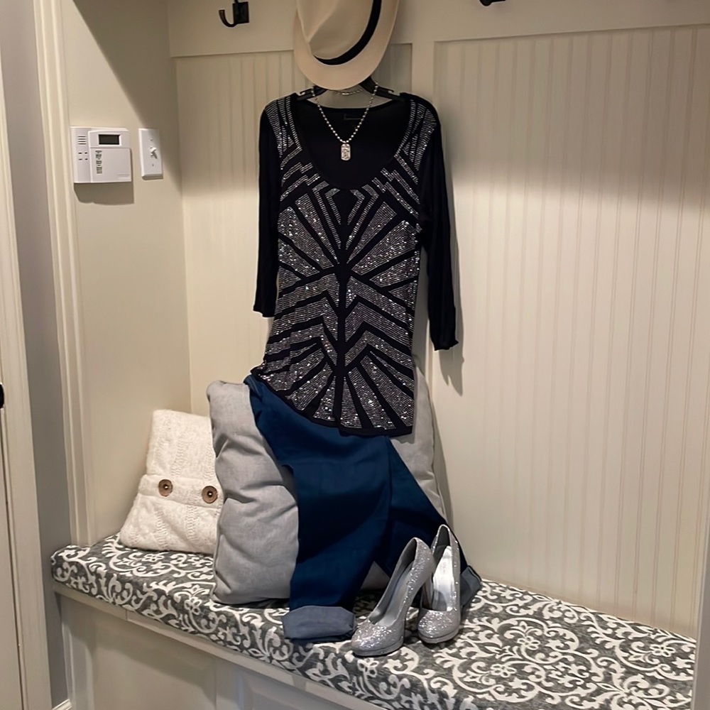 Black rhinestone blouse